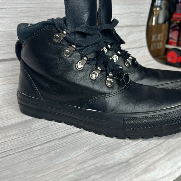Converse ( Chucks ) All Black leather high top (Monochrome) men’s 9 women 7 - Picture 5 of 16